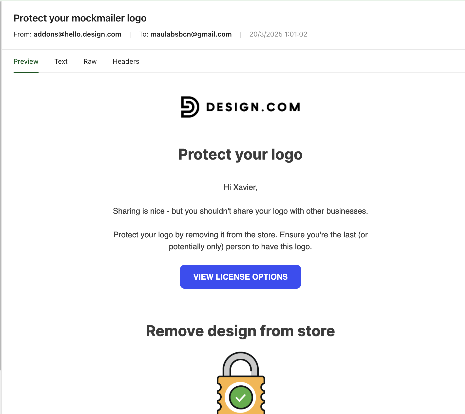 Email Inspection Screenshot